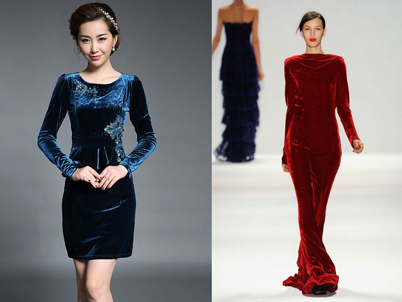 Short red velvet dress. What and how to wear velvet things?